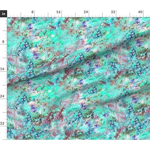 Spoonflower Fabric - Sea Glass Abstract Blues Greens & Seashell Oc...