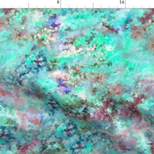 Spoonflower Fabric - Sea Glass Abstract Blues Greens & Seashell Oc...