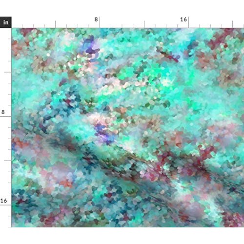 Spoonflower Fabric - Sea Glass Abstract Blues Greens & Seashell Oc...
