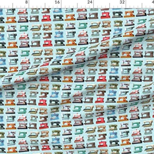 Spoonflower Fabric - Sewing Retro Vintage 1950s Novelty Room Machi...