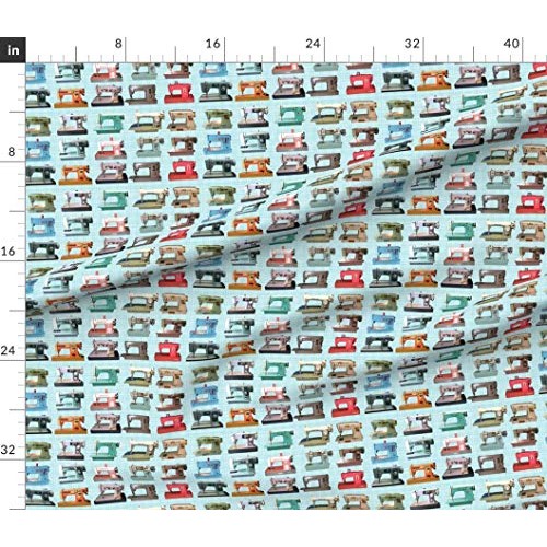 Spoonflower Fabric - Sewing Retro Vintage 1950s Novelty Room Machi...
