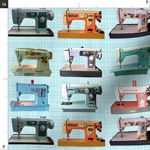 Spoonflower Fabric - Sewing Retro Vintage 1950s Novelty Room Machi...