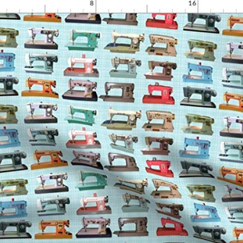 Spoonflower Fabric - Sewing Retro Vintage 1950s Novelty Room Machi...