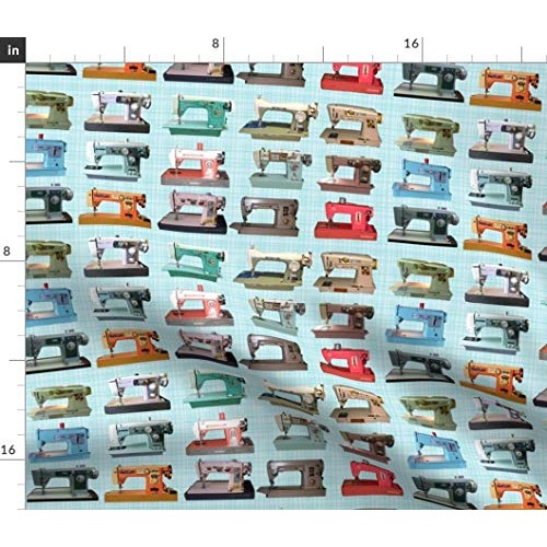 Spoonflower Fabric - Sewing Retro Vintage 1950s Novelty Room Machi...