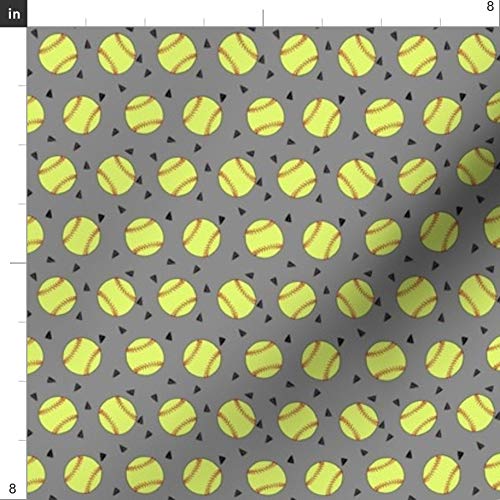 Spoonflower Fabric - Small Softball Yellow Girls Sports Ball Gray ...