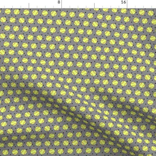 Spoonflower Fabric - Small Softball Yellow Girls Sports Ball Gray ...