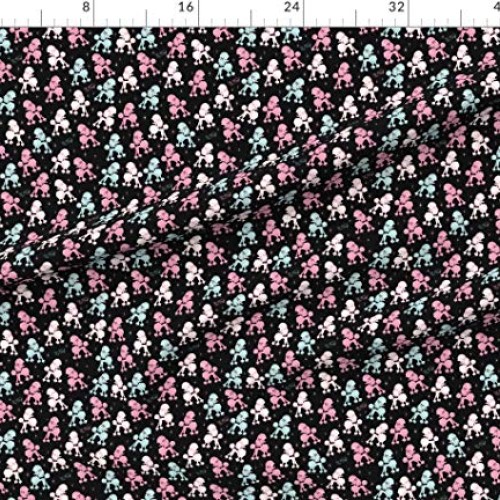 Spoonflower Fabric - Smaller Poodles Retro Poodle Pink Vintage Sty...