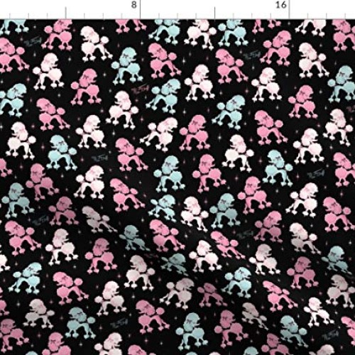 Spoonflower Fabric - Smaller Poodles Retro Poodle Pink Vintage Sty...