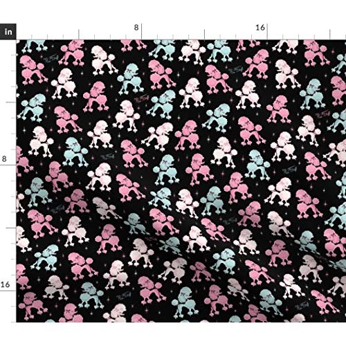 Spoonflower Fabric - Smaller Poodles Retro Poodle Pink Vintage Sty...