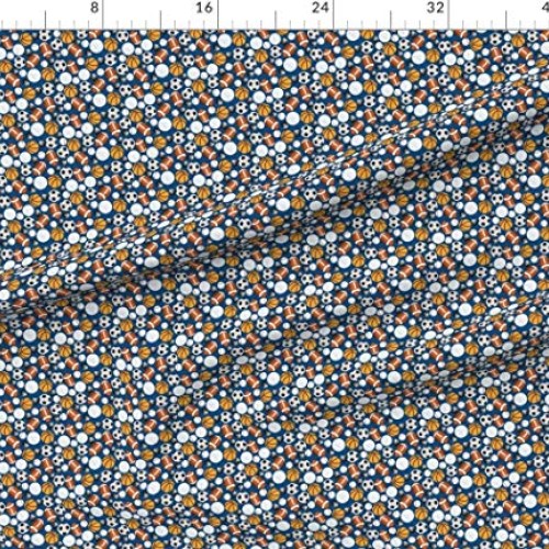 Spoonflower Fabric - Sports Blue Balls Basketball Soccer Baseball ...