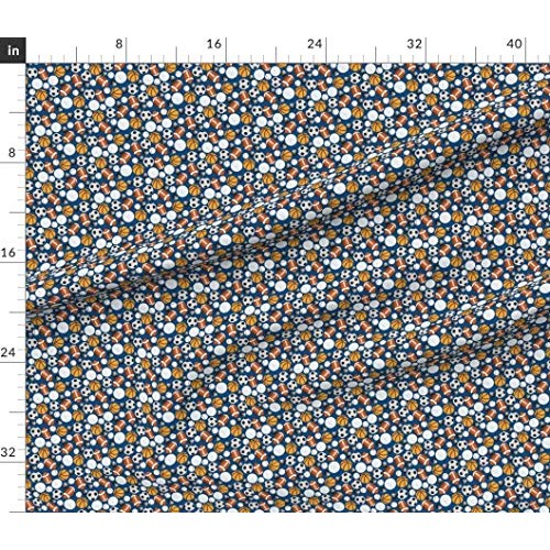 Spoonflower Fabric - Sports Blue Balls Basketball Soccer Baseball ...