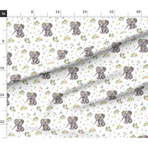 Spoonflower Fabric - Spring Time Baby Elephant Girl Boho Nursery F...