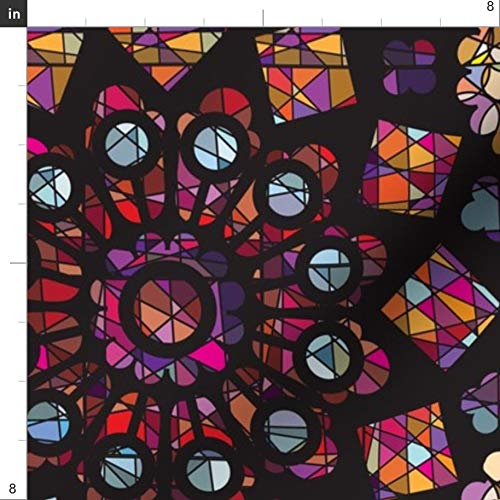 Spoonflower Fabric - Stained Glass Rose Medieval Time Abstract Geo...