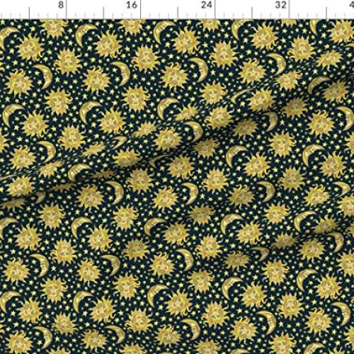 Spoonflower Fabric - Sun Moon Sky Lunar Vintage Modern Home Decor ...