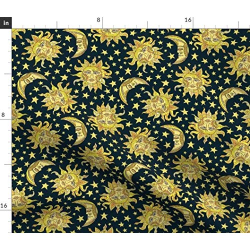 Spoonflower Fabric - Sun Moon Sky Lunar Vintage Modern Home Decor ...