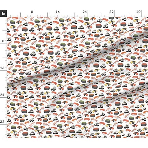 Spoonflower Fabric - Sushi Roll Funny Food Asian Japanese Chopstic...