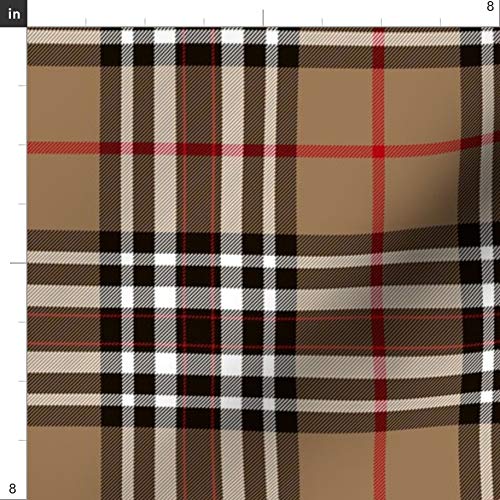 Spoonflower Fabric - Tartan Plaid Scottish Tan Brown Black White P...