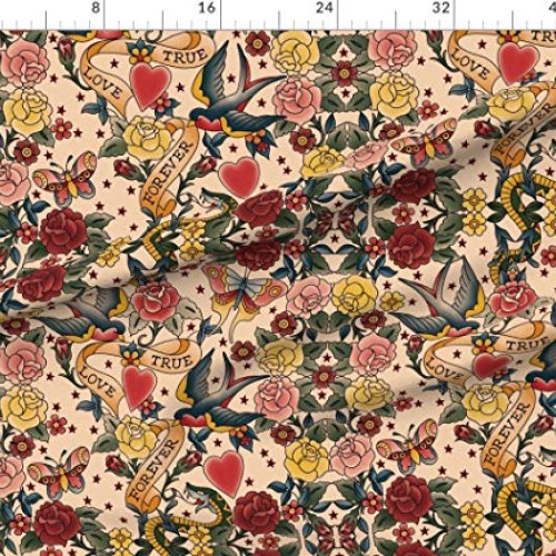 Spoonflower Fabric - Tattoo You Steampunk Gothic Vintage Romantic ...