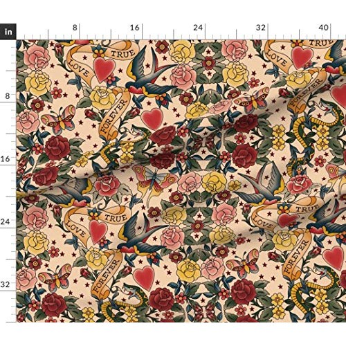 Spoonflower Fabric - Tattoo You Steampunk Gothic Vintage Romantic ...
