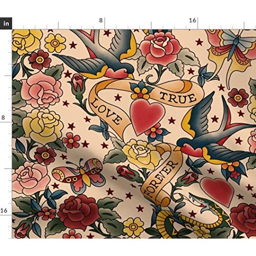 Spoonflower Fabric - Tattoo You Steampunk Gothic Vintage Romantic ...
