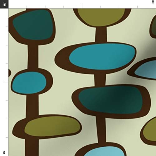 Spoonflower Fabric - Teal Mid Century Retro Vintage 1950s Geometri...