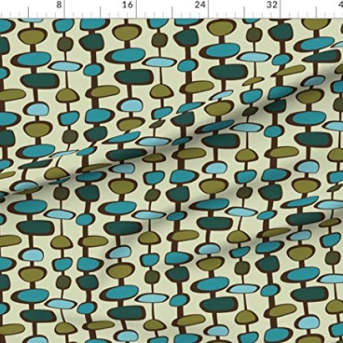 Spoonflower Fabric - Teal Mid Century Retro Vintage 1950s Geometri...