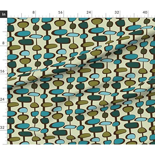 Spoonflower Fabric - Teal Mid Century Retro Vintage 1950s Geometri...