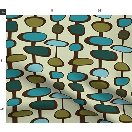 Spoonflower Fabric - Teal Mid Century Retro Vintage 1950s Geometri...
