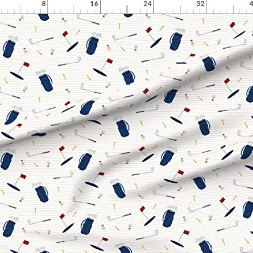 Spoonflower Fabric - Tee Time Navy Tan Golf Themed Little Arrow Ba...
