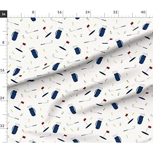 Spoonflower Fabric - Tee Time Navy Tan Golf Themed Little Arrow Ba...