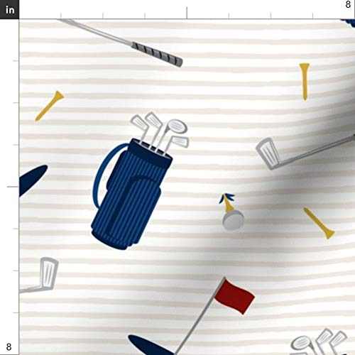 Spoonflower Fabric - Tee Time Navy Tan Golf Themed Little Arrow Ba...