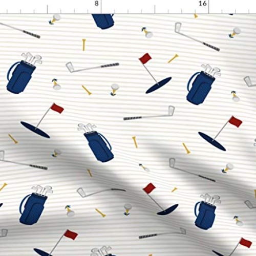 Spoonflower Fabric - Tee Time Navy Tan Golf Themed Little Arrow Ba...