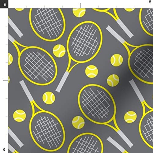 Spoonflower Fabric - Tennis Small Sports Outdoor Racket Balls Fun ...