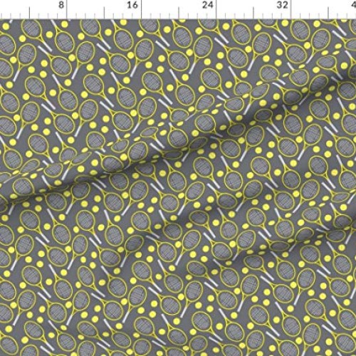 Spoonflower Fabric - Tennis Small Sports Outdoor Racket Balls Fun ...