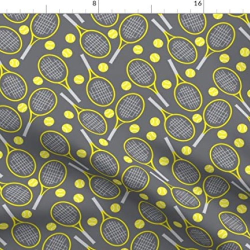 Spoonflower Fabric - Tennis Small Sports Outdoor Racket Balls Fun ...