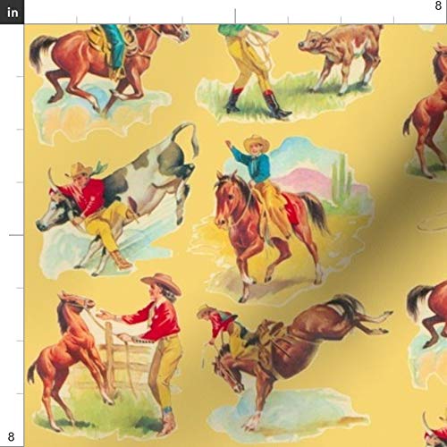 Spoonflower Fabric - Vintage Inspired, Western, Cowboy, Cowgirl, W...