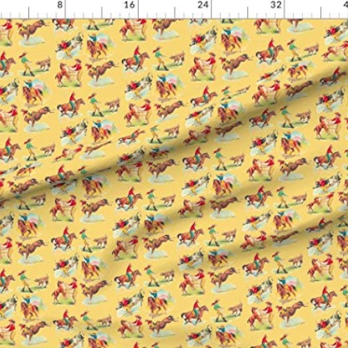 Spoonflower Fabric - Vintage Inspired, Western, Cowboy, Cowgirl, W...