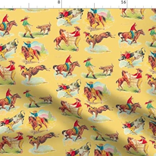Spoonflower Fabric - Vintage Inspired, Western, Cowboy, Cowgirl, W...