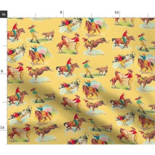 Spoonflower Fabric - Vintage Inspired, Western, Cowboy, Cowgirl, W...