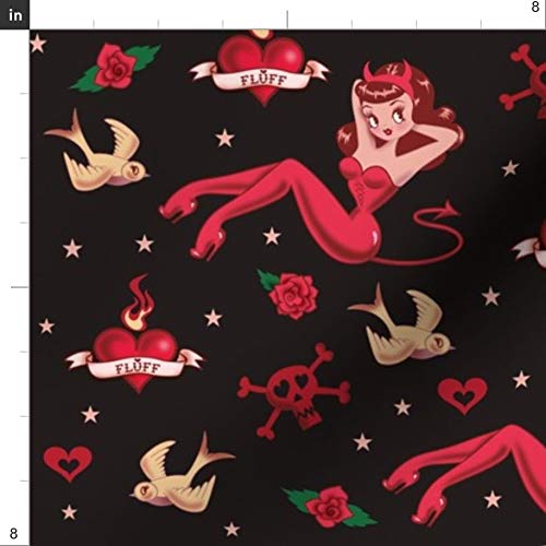 Spoonflower Fabric - Vintage Tattoo Retro Art Pinup Girl Rockabill...