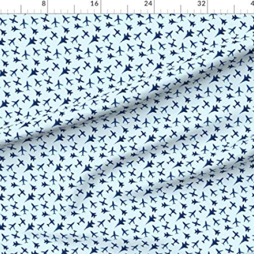 Spoonflower Fabric - Watercolor Airplanes Blue Airplane Aviation T...