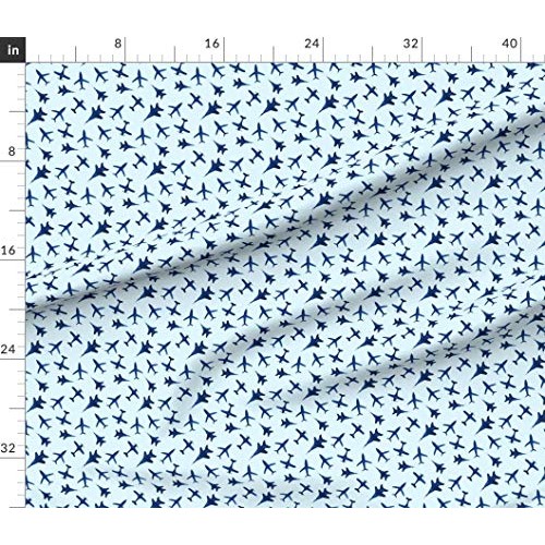 Spoonflower Fabric - Watercolor Airplanes Blue Airplane Aviation T...
