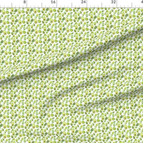 Spoonflower Fabric - Watercolor Avocado Painted Print Garden Green...