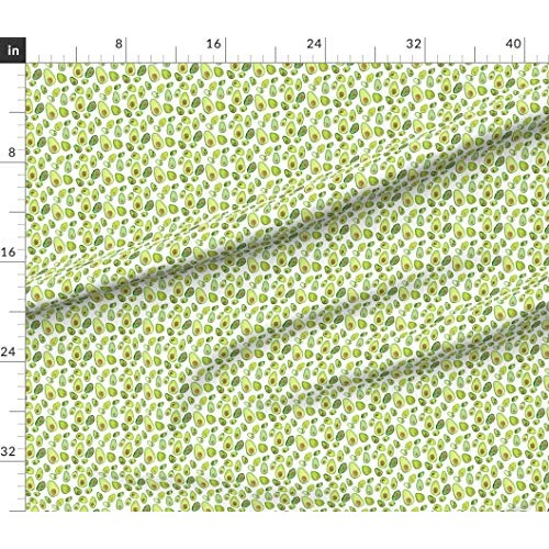Spoonflower Fabric - Watercolor Avocado Painted Print Garden Green...