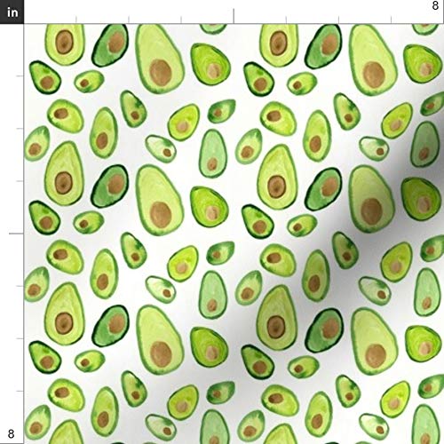 Spoonflower Fabric - Watercolor Avocado Painted Print Garden Green...