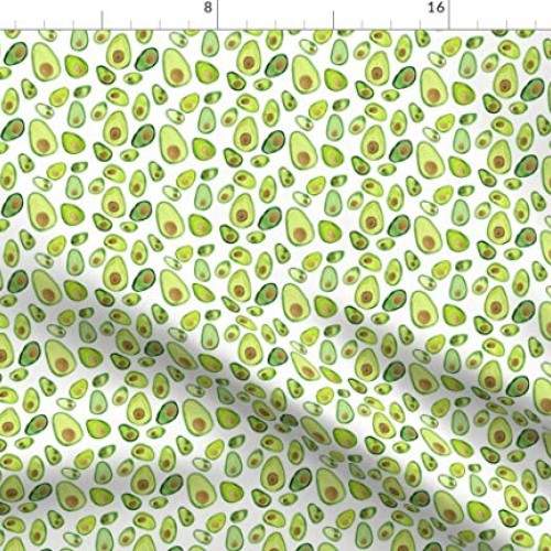 Spoonflower Fabric - Watercolor Avocado Painted Print Garden Green...