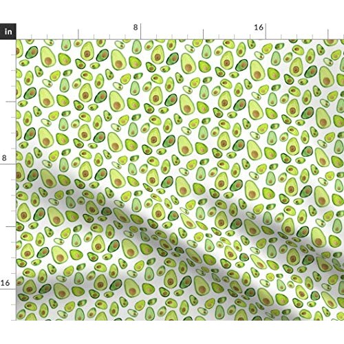 Spoonflower Fabric - Watercolor Avocado Painted Print Garden Green...