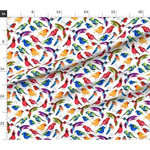 Spoonflower Fabric - Watercolor Birds Bird Nature Hummingbird Nove...