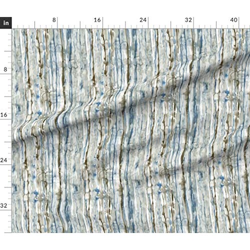 Spoonflower Fabric - Watercolor Lines Blue Abstract Stripes Nature...
