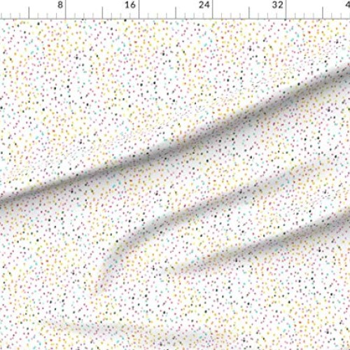 Spoonflower Fabric - Watercolor Rainbow Dots White Polka Dot Print...